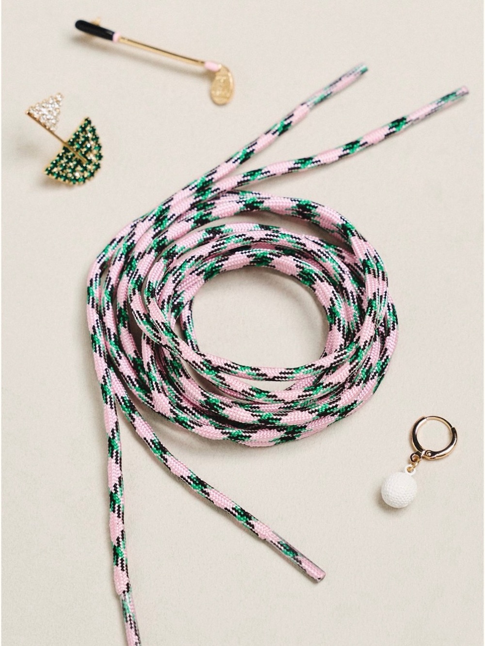 NWT Anthropologie Shoe Golf Charms & shoe Laces Set - Pink & Green & Black
